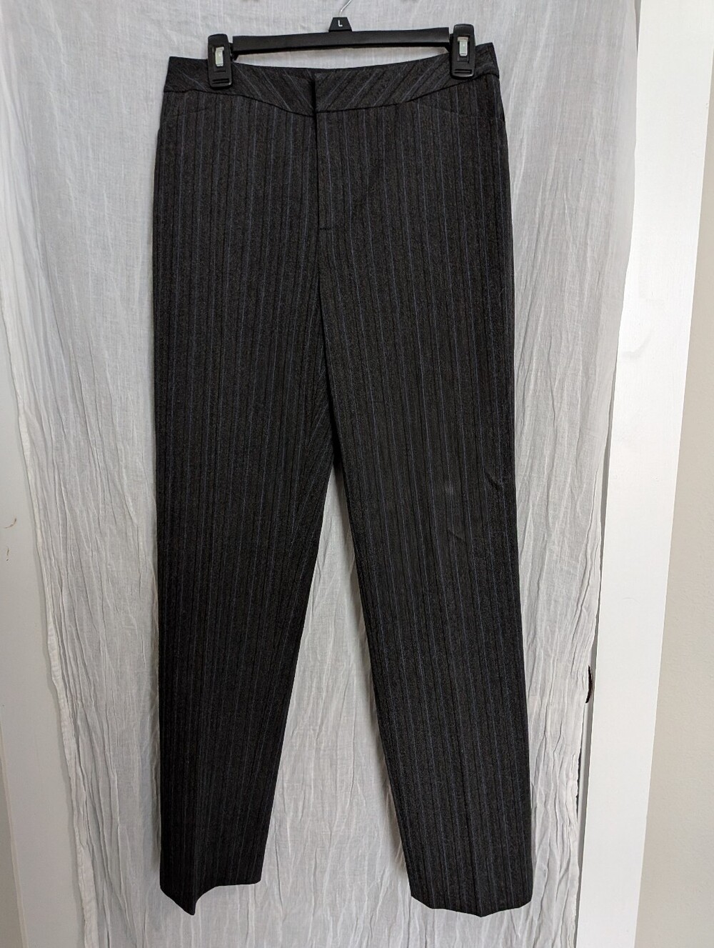 Dark Gray Pants With Blue Pin Stripes